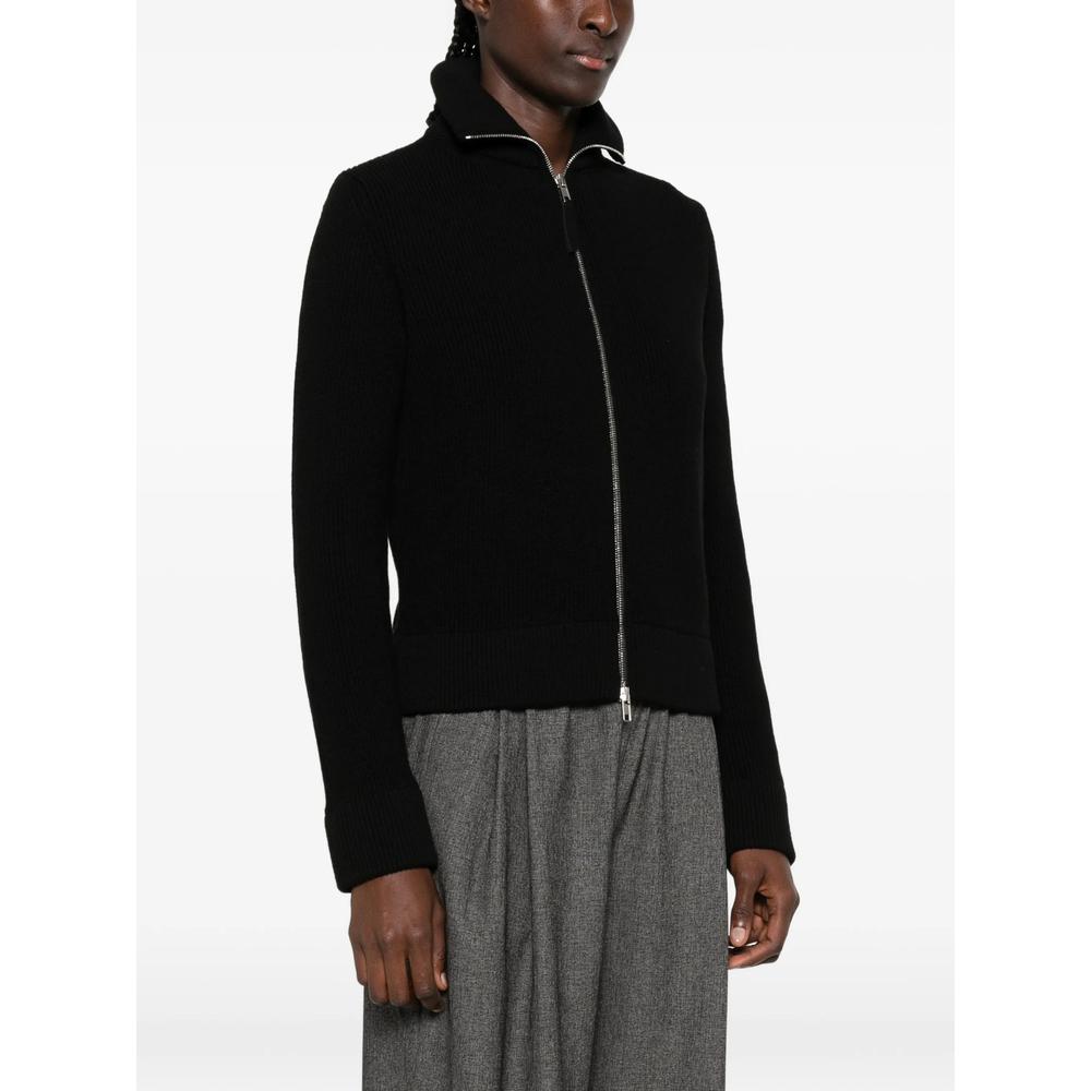 Maison Margiela Black Wool Zip-Up Knit Cardigan