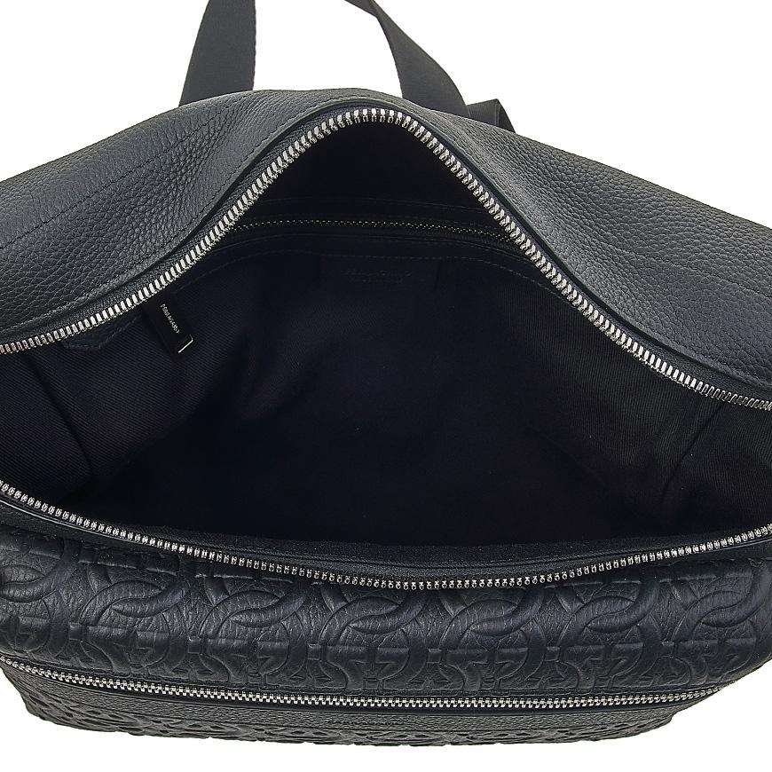 Ferragamo Men's Gancini Pattern Leather Crossbody Bag 24 1303 NERO 0763368