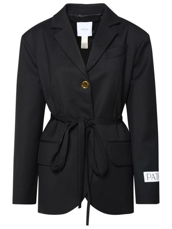 PATOU Technical Wool Belted Jacket Black JA0380103999B