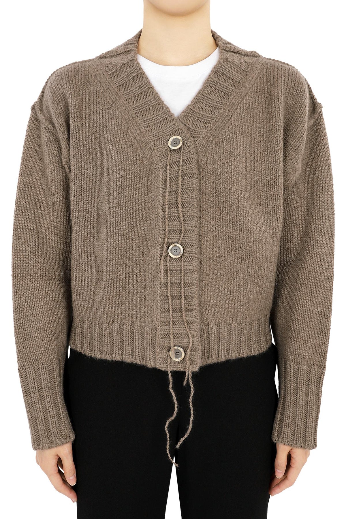 Acne Studios Women’s V-Neck Wool Cropped Cardigan Mood Brown