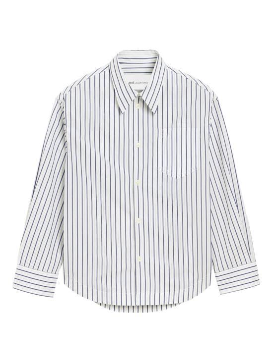 AMI White Ink Print Cotton Shirt