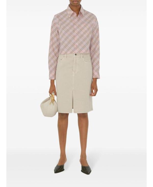 BURBERRY Beige Check Cotton Long-Sleeve Shirt Keyring