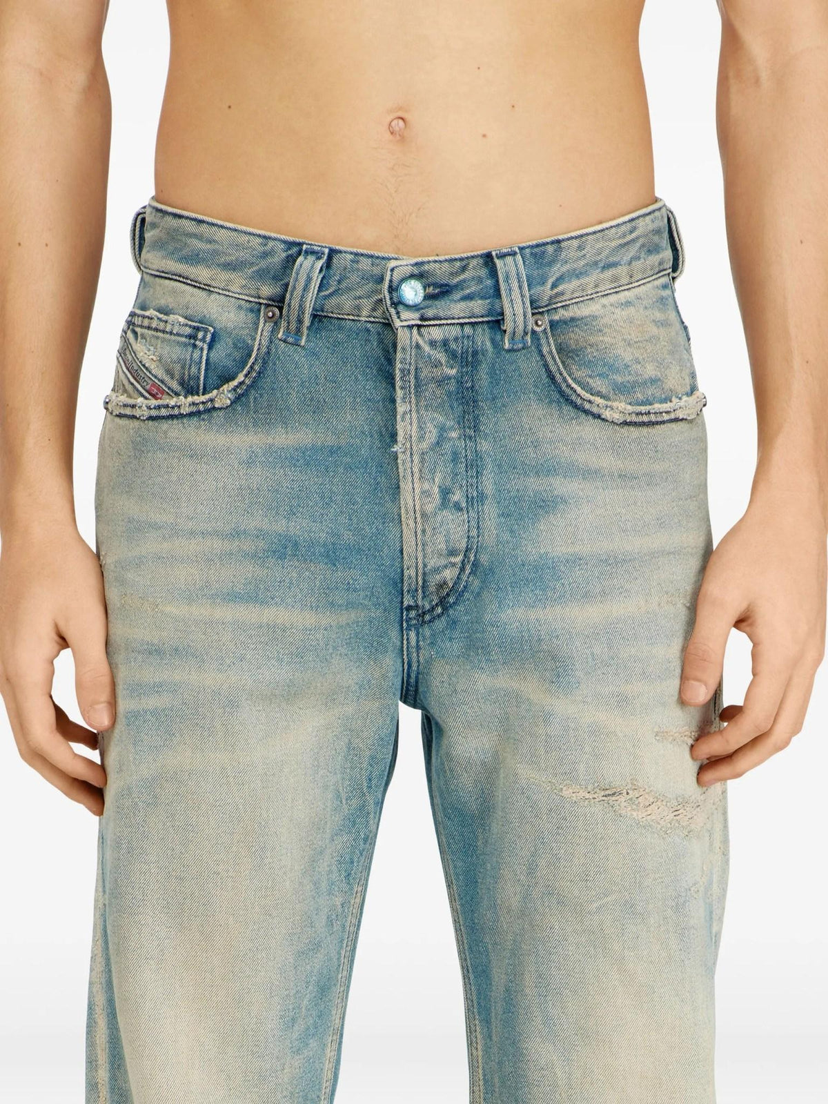 DIESEL Men’s Denim Jeans Blue Cotton Straight-Leg Pants