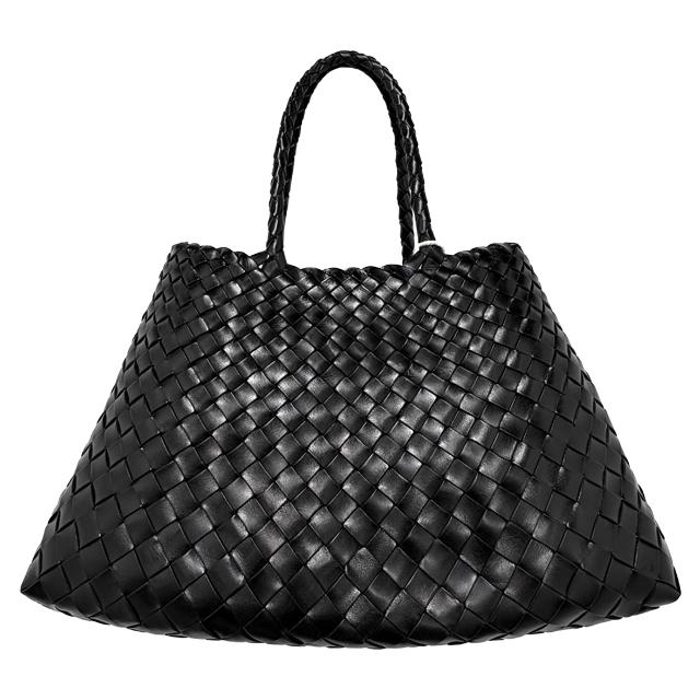 Dragon Diffusion Black Leather Santa Croce Small Tote Bag