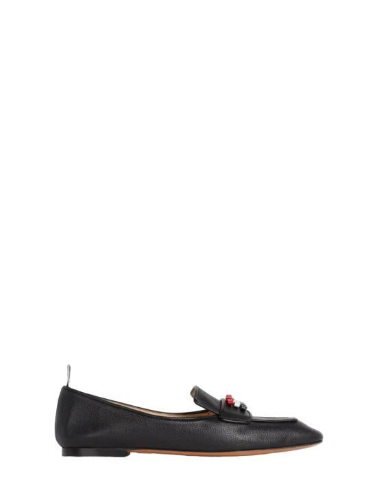 THOM BROWNE Black Leather Flat Shoes