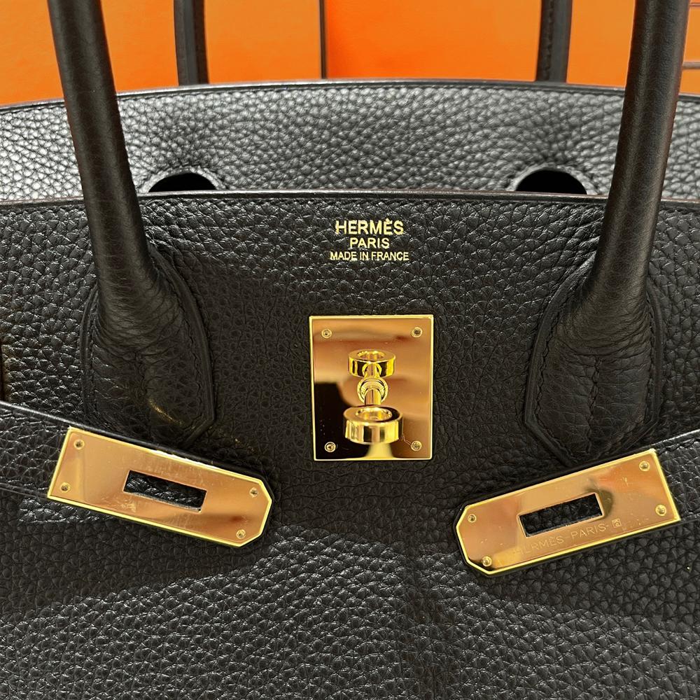 HERMES Birkin 30 Togo Leather Tote Black Gold Hardware Unisex