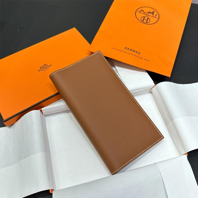 HERMES Brown Gold Epsom Calfskin MC2 Long Wallet Unisex