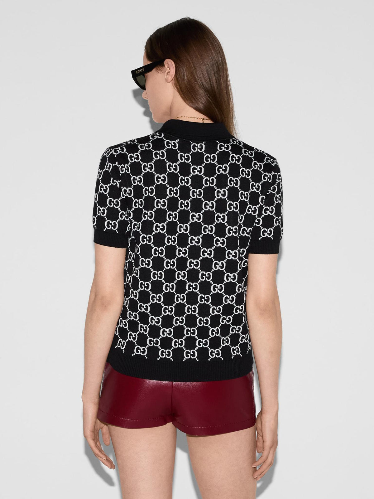 GUCCI Black Cotton Short Sleeve Polo Shirt