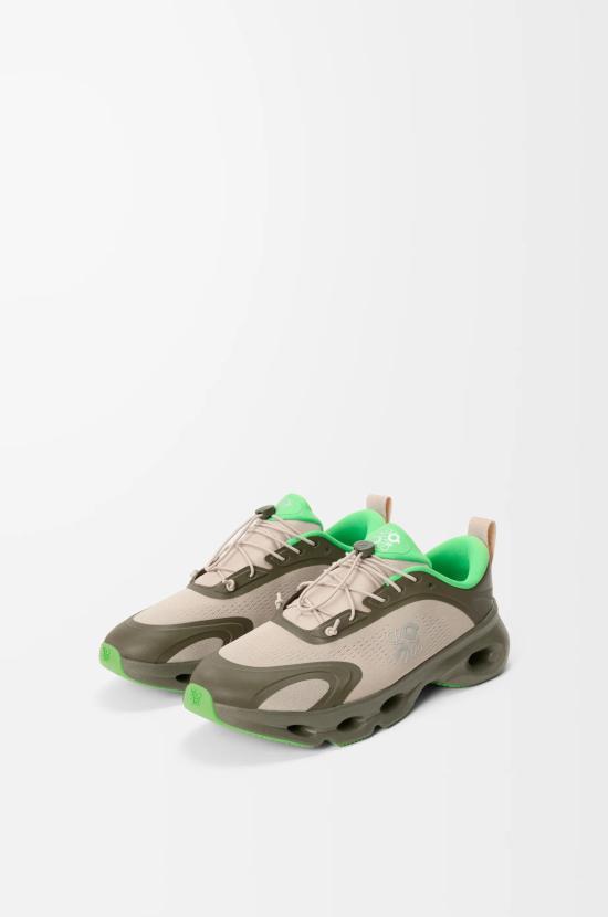 LOEWE Khaki Green Sand Leather Sneakers M929282 X384227