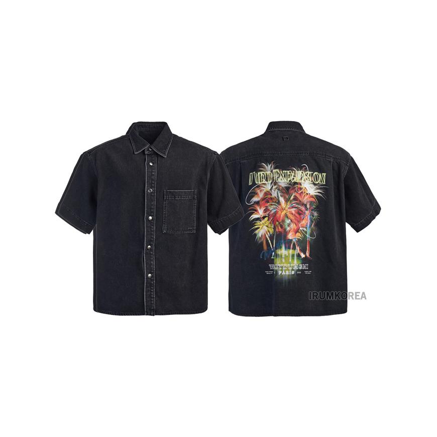 WOOYOUNGMI Men’s Denim Long-Sleeve Shirt Navy