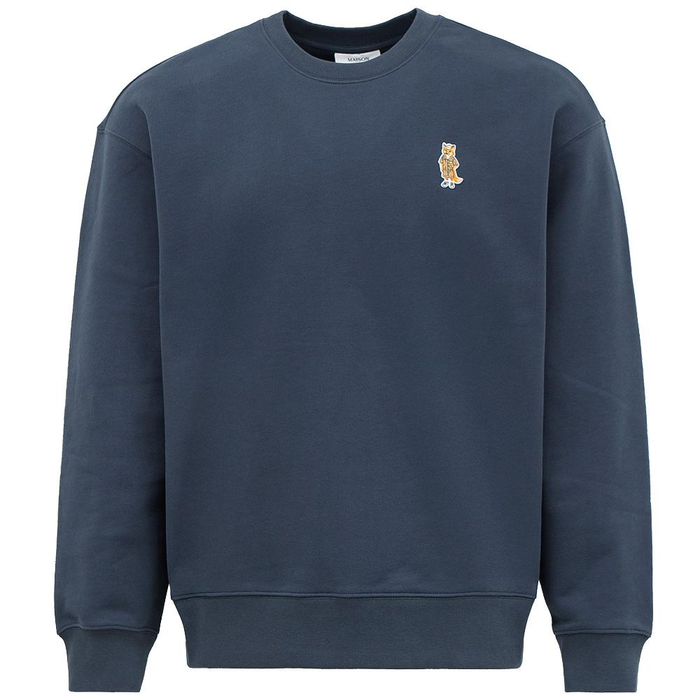 Maison Kitsune Dressed Fox Comfort Sweatshirt Shadow Blue Me QM00309 KM0341 0422