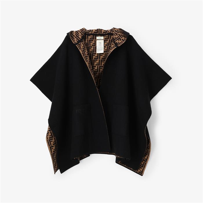 FENDI FF Reversible Wool Cashmere Cape Coat