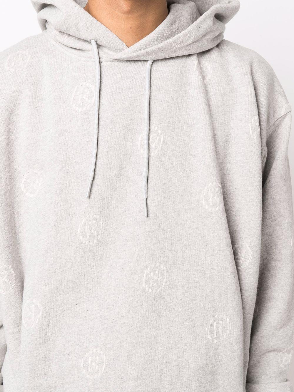 MARTINE ROSE Gray R Logo Pattern Hoodie Sweatshirt CMRSS22602FJ GREY STK