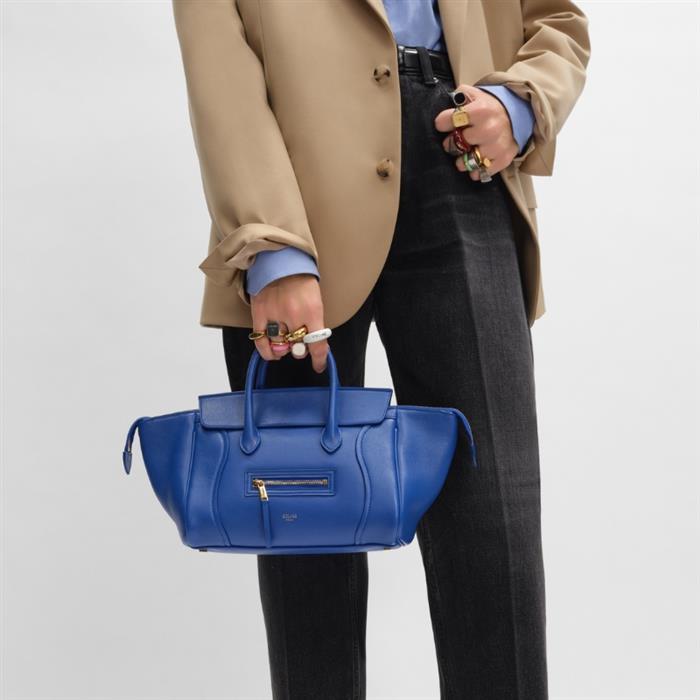 CELINE Small New Luggage Supple Shiny Lambskin Shoulder Bag