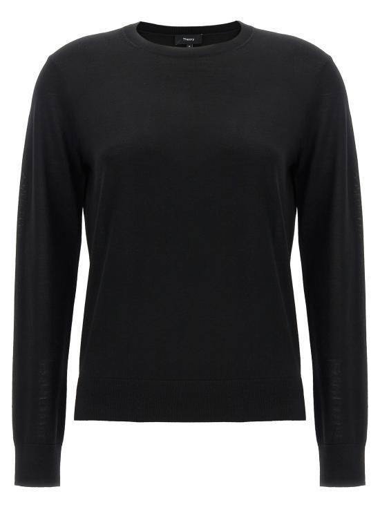 Theory Black Round Neck Knit Sweater