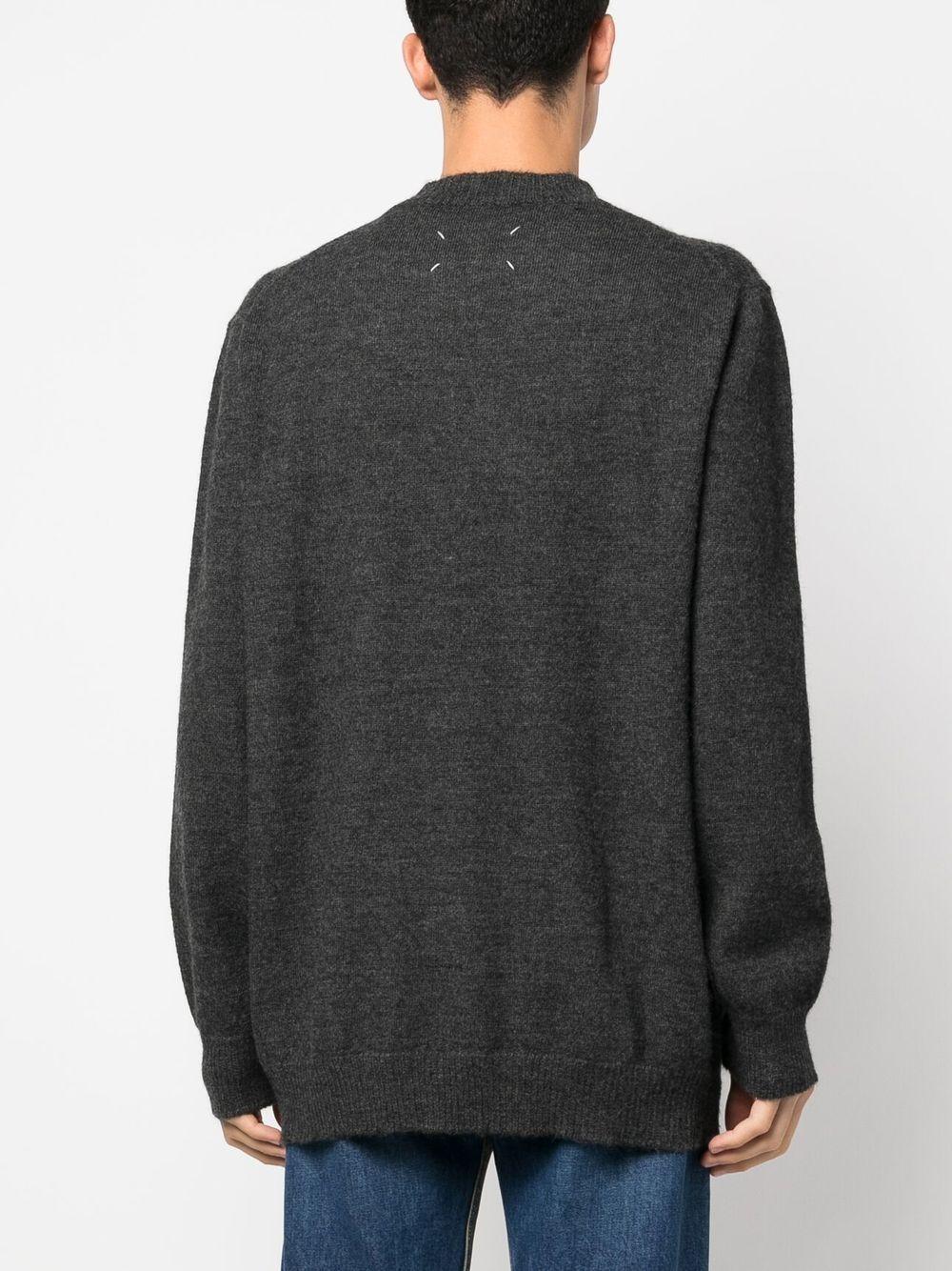 Maison Margiela Men’s Alpaca Crewneck Knit Sweater Dark Gray