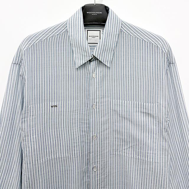 WOOYOUNGMI Striped Long-Sleeve Shirt with Back Logo W261SH07 827L