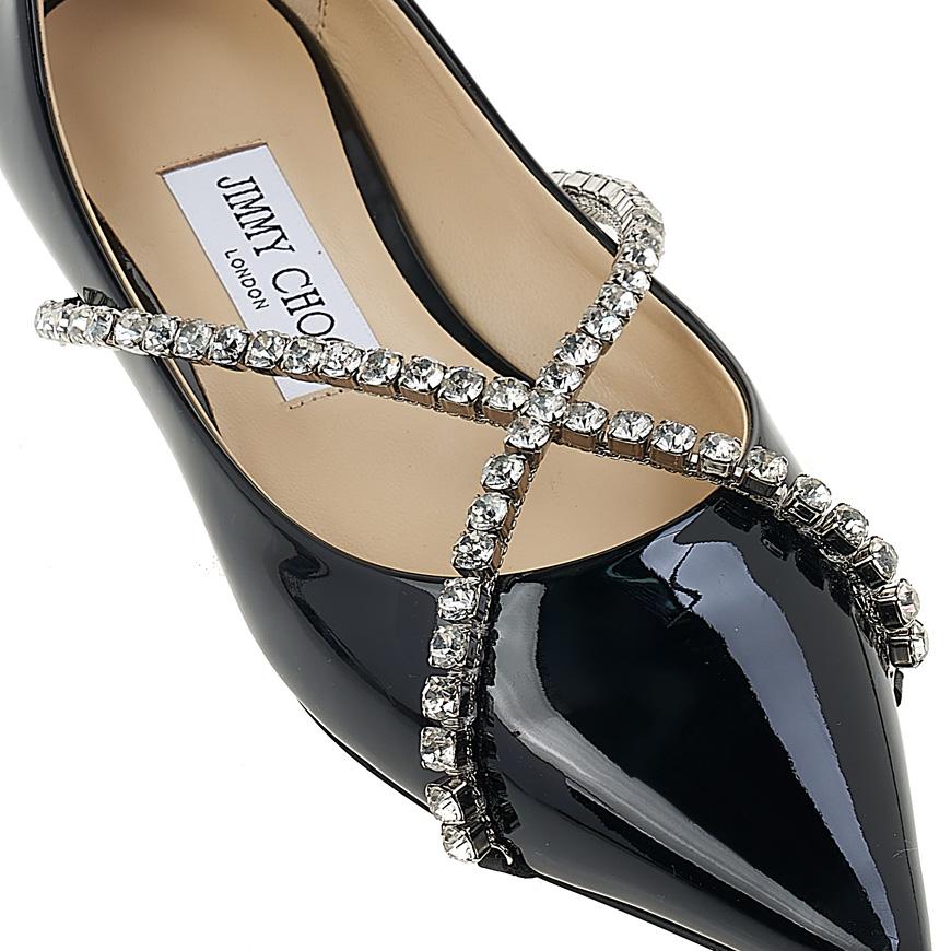 Jimmy Choo Genevi Flat Shoes for Women GENEVI FLAT BOB BLACK CRYSTAL