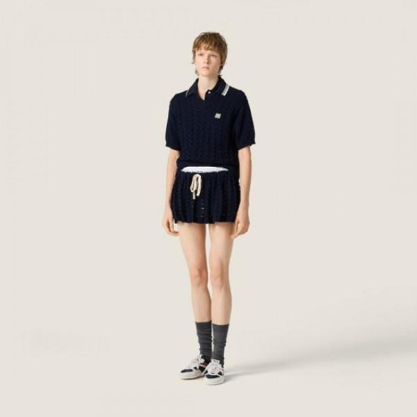 Miu Miu Cotton Crochet Polo Knit Top MML03L 1847 F0008