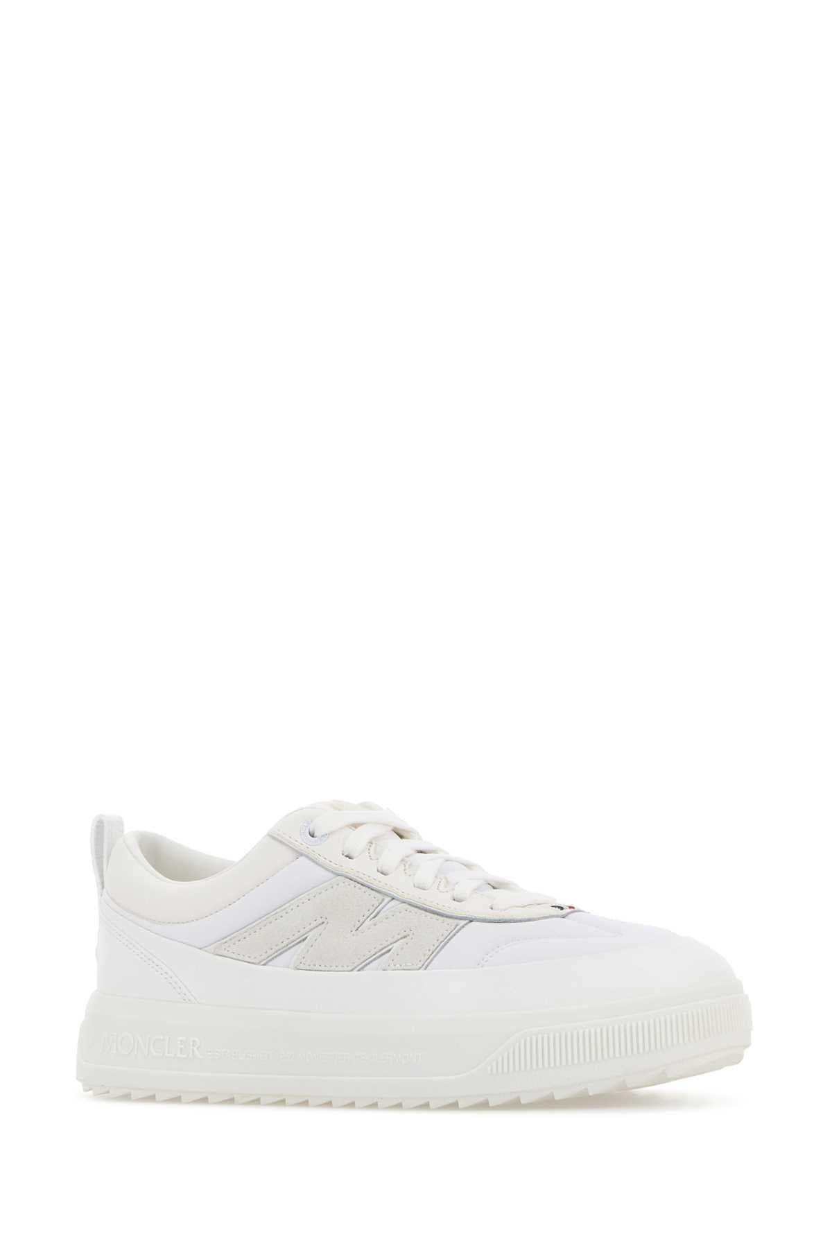 Moncler White Leather Low-Top Sneakers for Men