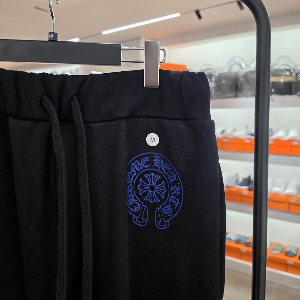 Chrome Hearts Blue Horseshoe Logo Slit Elastic Waist Sweatpants Men