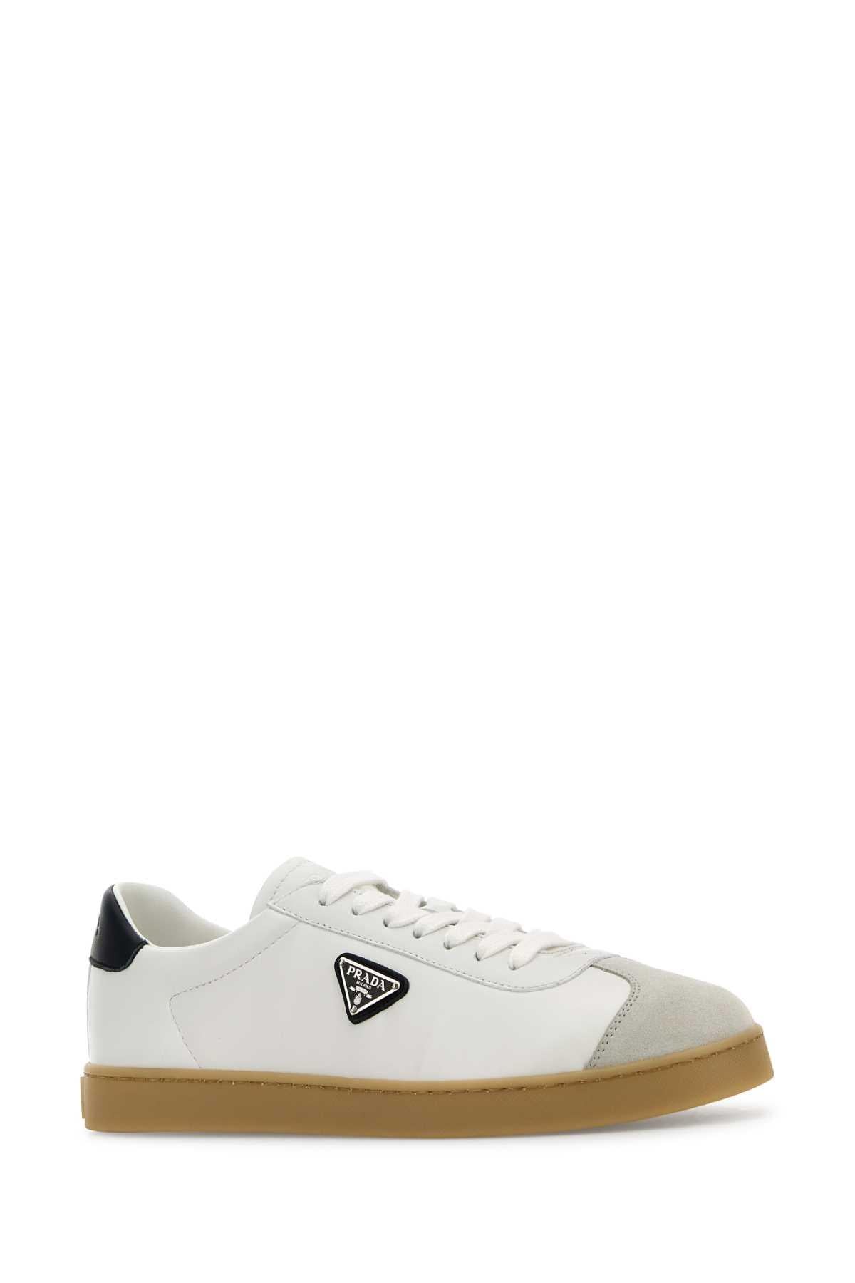 PRADA White Leather Low-Top Sneakers for Men