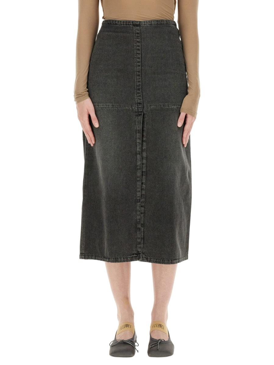 Maison Margiela Black Wool Blend Midi Skirt