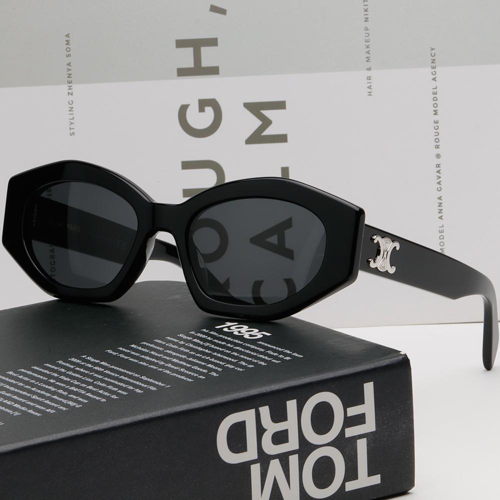 CELINE Triomphe Oval Acetate Sunglasses Unisex CL40238U 01A