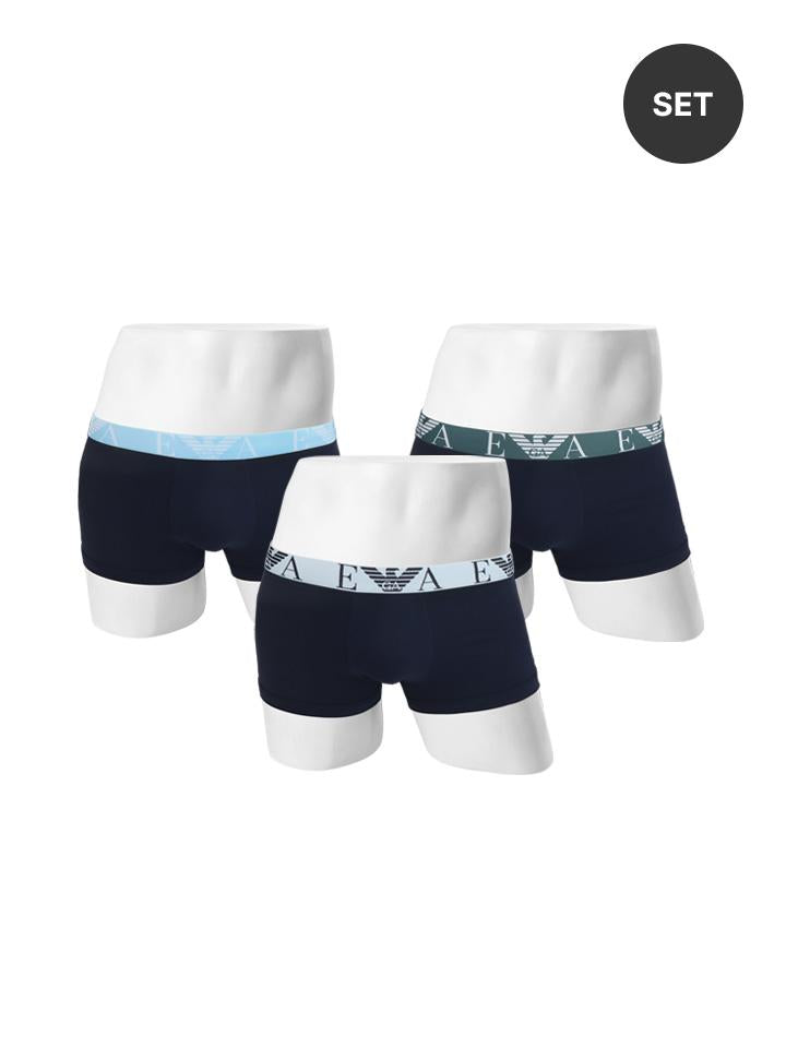 Emporio Armani Men’s 3-Pack Cotton Stretch Trunk Briefs Underwear