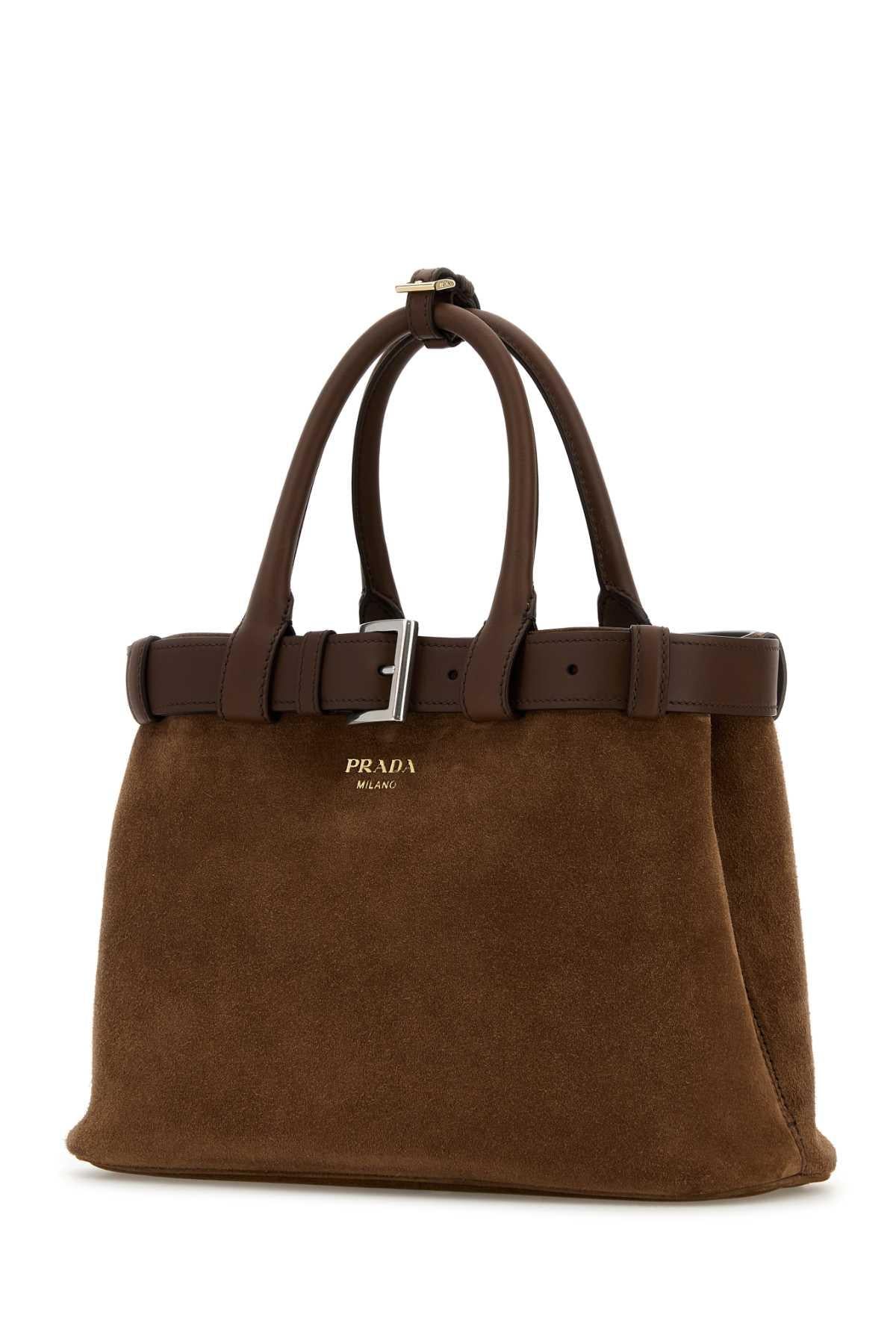 PRADA Navy Leather Structured Tote Bag