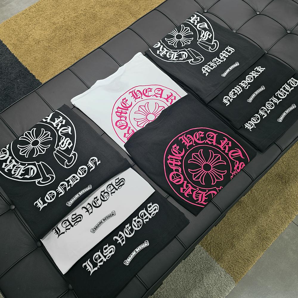 Chrome Hearts Horseshoe Logo Short Sleeve T-Shirt White Pink