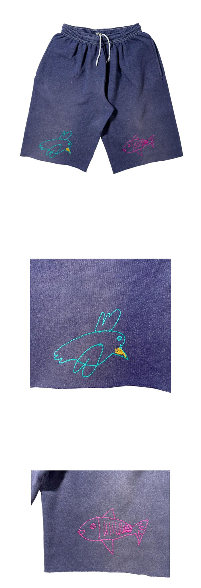 Wild Donkey Fish and Bird Scribbles Short Pants Unisex