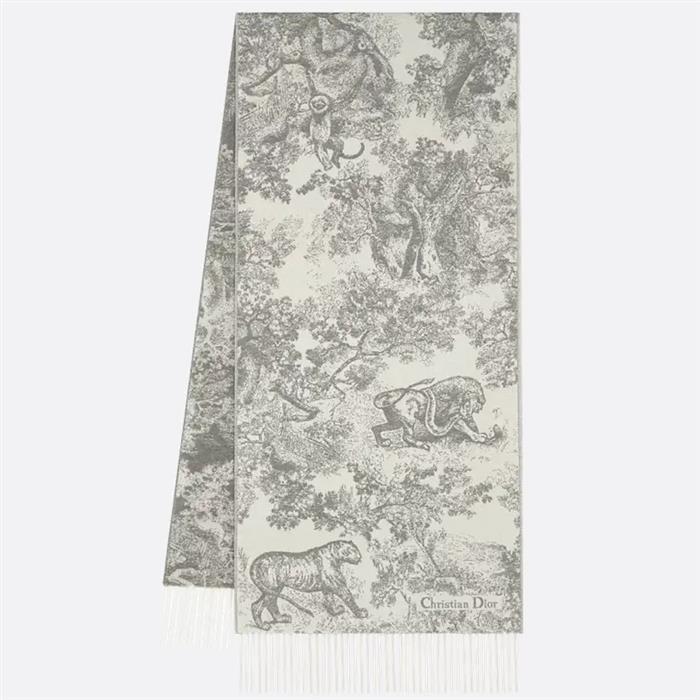 DIOR Toile de Jouy Sauvage Wool Scarf Navy