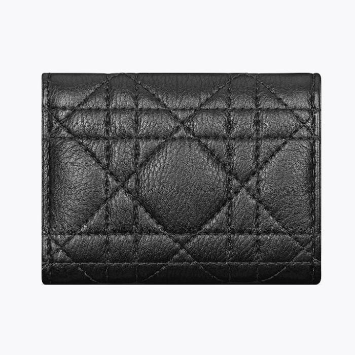 DIOR Caro Verona Leather Compact Wallet Black S5251UWHC M900