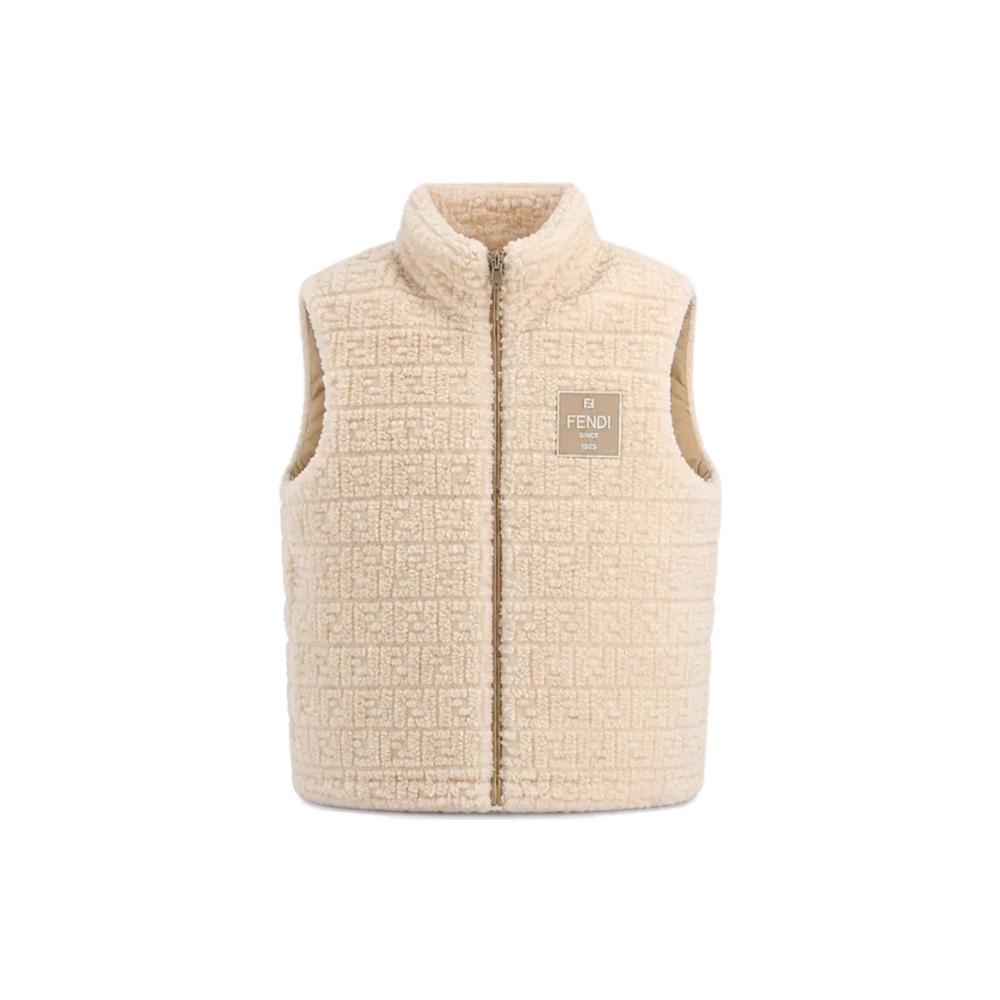 FENDI Kids Women Allover Teddy Vest Ivory JUA279 AY8J F0WC4