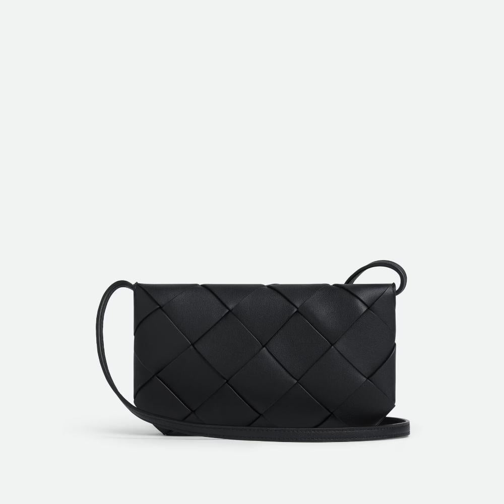 Bottega Veneta Diago Black Leather Phone Pouch Crossbody Bag