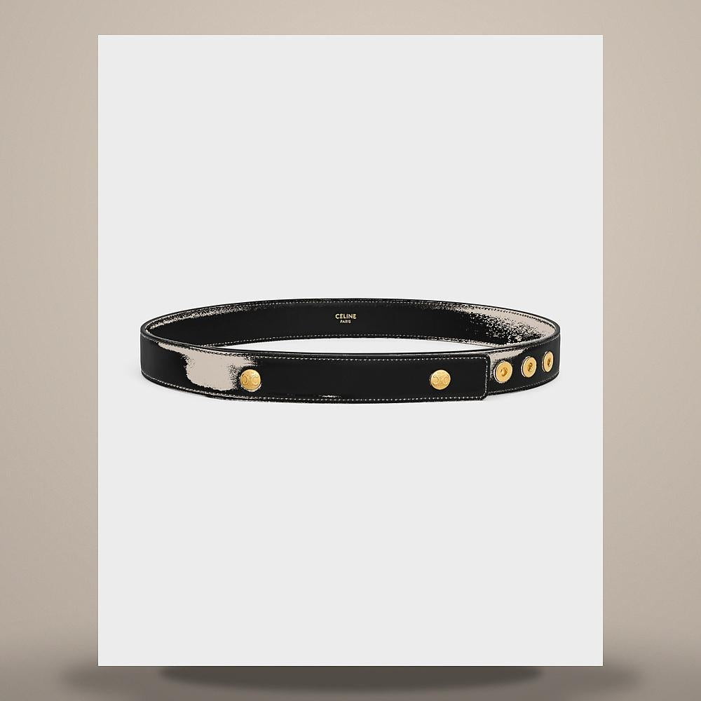 CELINE Snap Belt 28mm Taurillon Leather Black B10CZ3A01 38NO