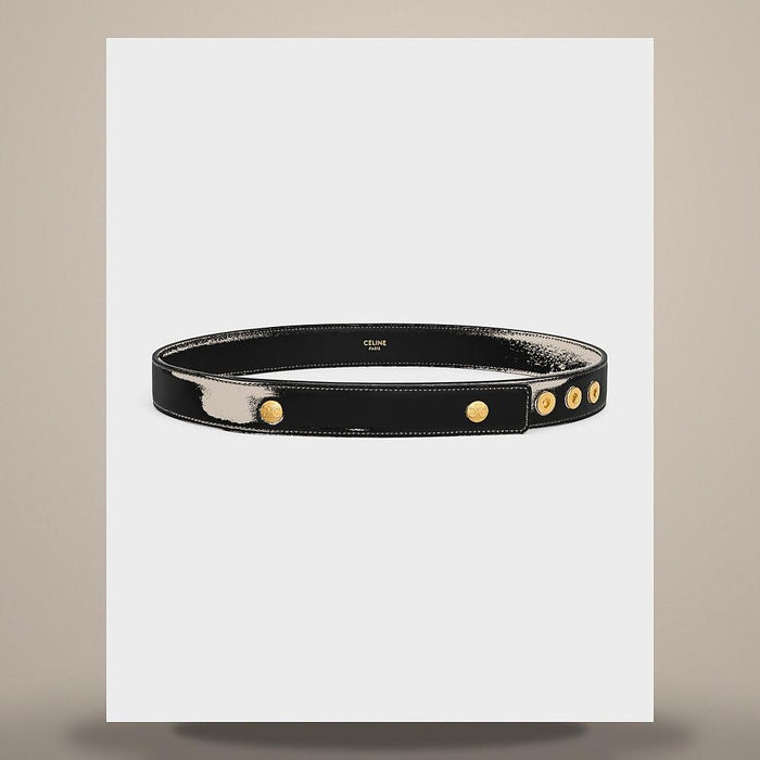 CELINE Snap Belt 28mm Taurillon Leather Black B10CZ3A01 38NO