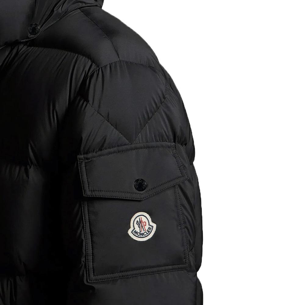 Moncler Hanoverian Logo Patch Long Hooded Down Jacket Black 1C00005 53333 999