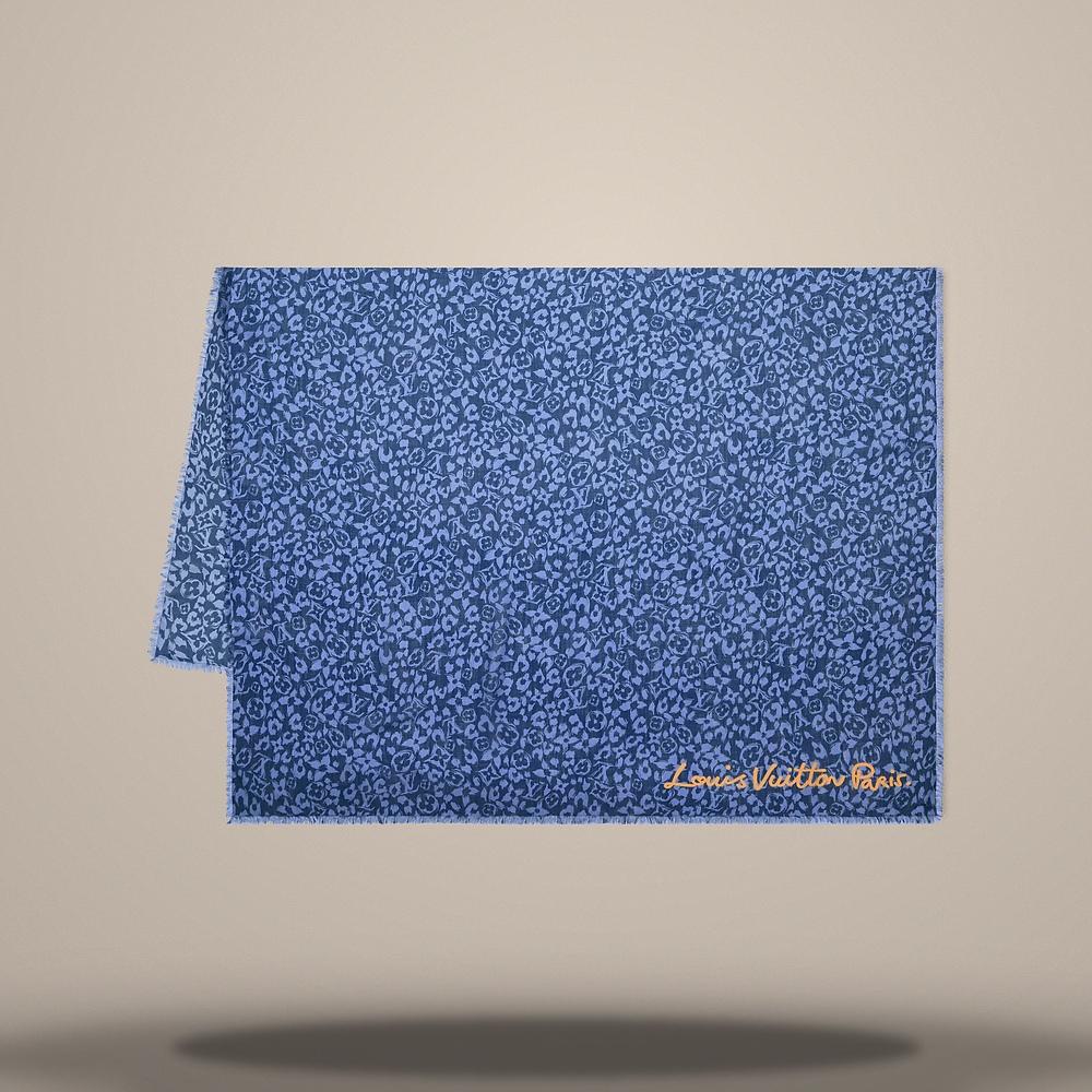 Louis Vuitton Safari Stole Blue Scarf M98150