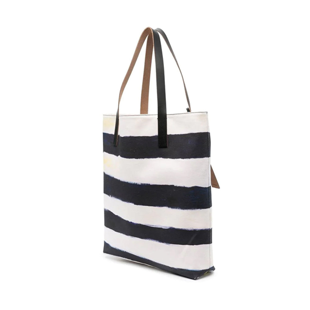 Marni Graphic Print Tote Bag Black Canvas
