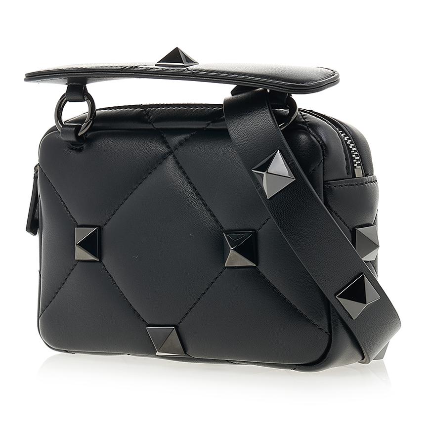 VALENTINO Roman Stud Quilted Leather Tote Bag Black Women