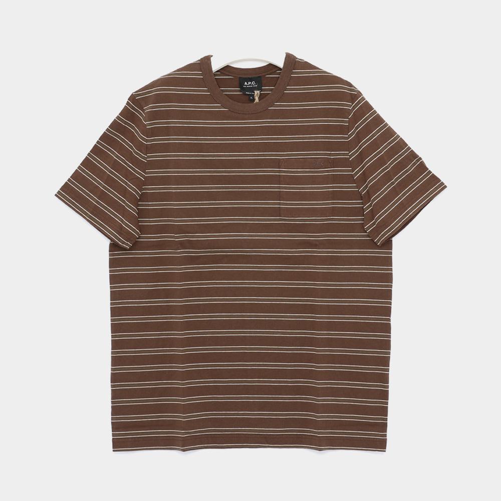 A.P.C. Stripe Pocket Logo Short Sleeve Men’s T-Shirt H26534 CAA