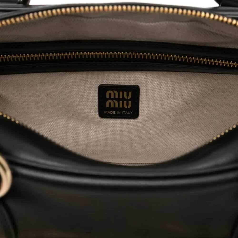 Miu Miu Nappa Leather Pocket Top Handle Tote Bag Black