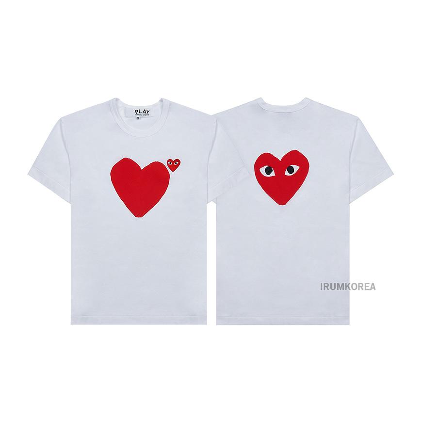 Comme des Garcons Unisex Heart Print T-Shirt AX T222 051 WHITE