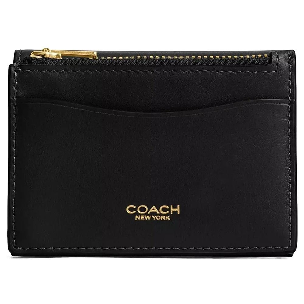 Coach Essential Leather Card Holder Compact Wallet Black