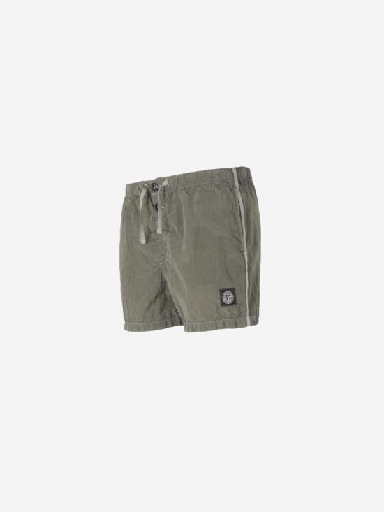 STONE ISLAND Military Green Cotton Drawstring Cargo Sho K1S15B100006 S0043 V0054