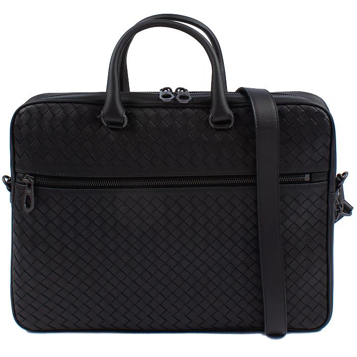 Bottega Veneta Intrecciato Leather Briefcase Black Men's