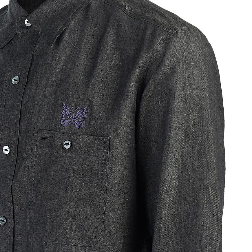 NEEDLES Men’s Chambray Work Long Sleeve Shirt QV291C CHARCOAL