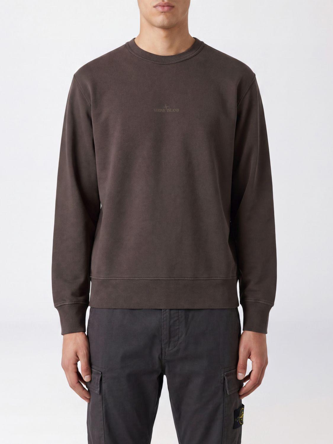 STONE ISLAND Black Cotton Crewneck Sweatshirt for Men